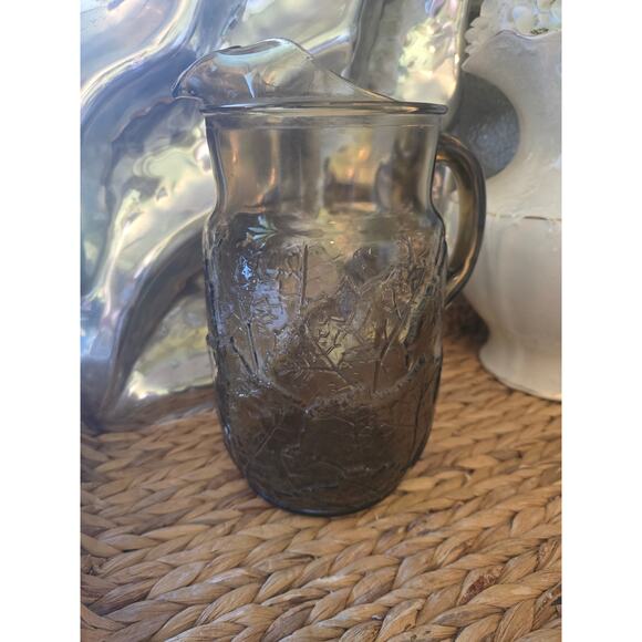 Vintage Anchor Hocking Sherwood Brown Leaf Pitcher - Picture 1 of 3